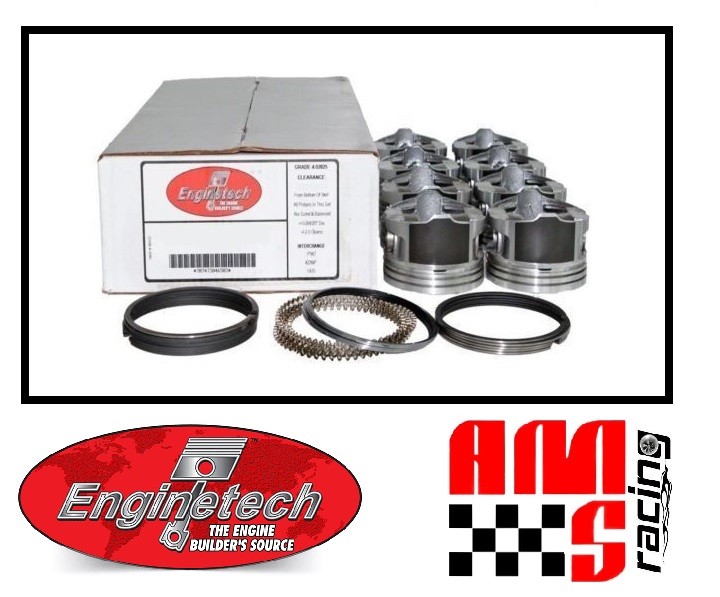 Coated Skirt Flat Top Pistons w Moly Rings for 1999-2004 Chevrolet Gen III 5.3L