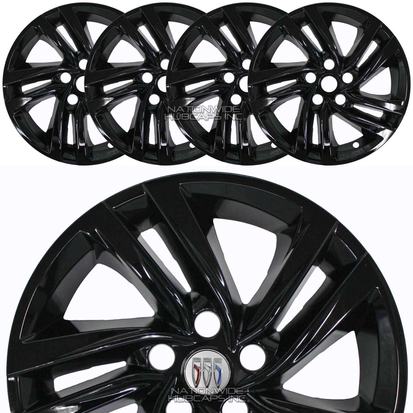4 for Buick Envista Preferred 2024-26 Black 17″ Wheel Skins Hub Caps Rim Covers
