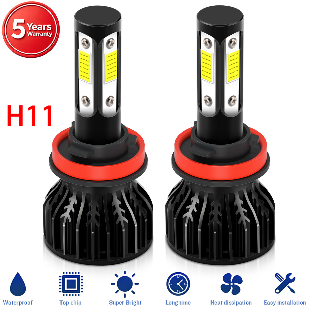 2x H11 LED Headlight Bulbs Low Beam 12000LM 6000K For Hyundai Azera 2007-2010