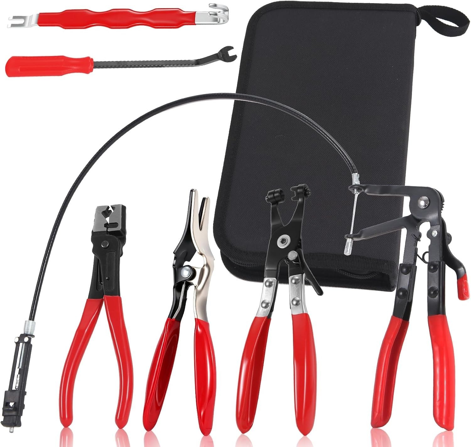 6PCS Hose Clamp Pliers Set, 27″ Long- Spring Clamp tool, Flat Band Plier, Cli…