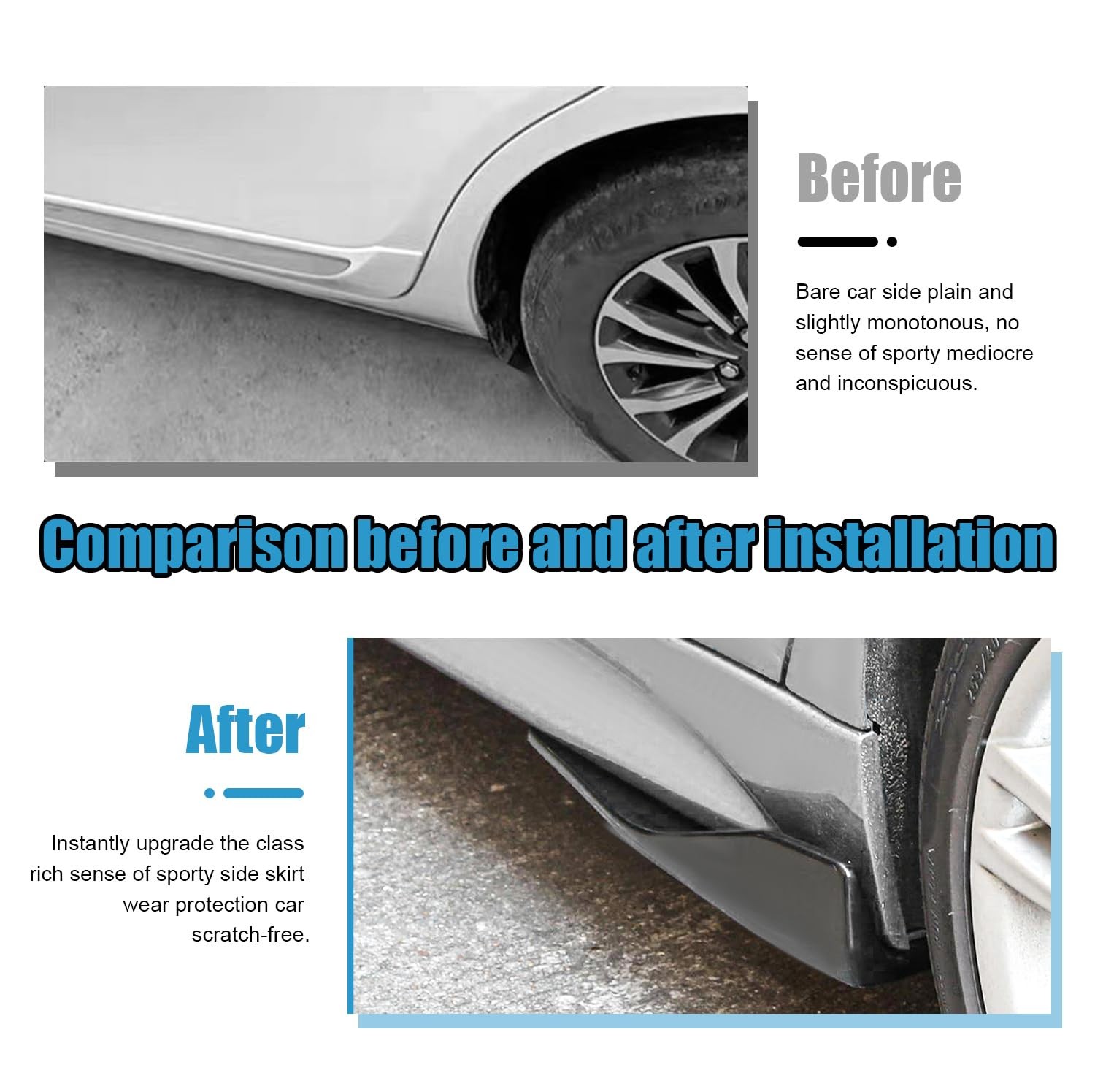 Suvnie 2 PCS Rear Bumper Lip Guards DIY Car 4.72 × 13.77 inches, Bright Black