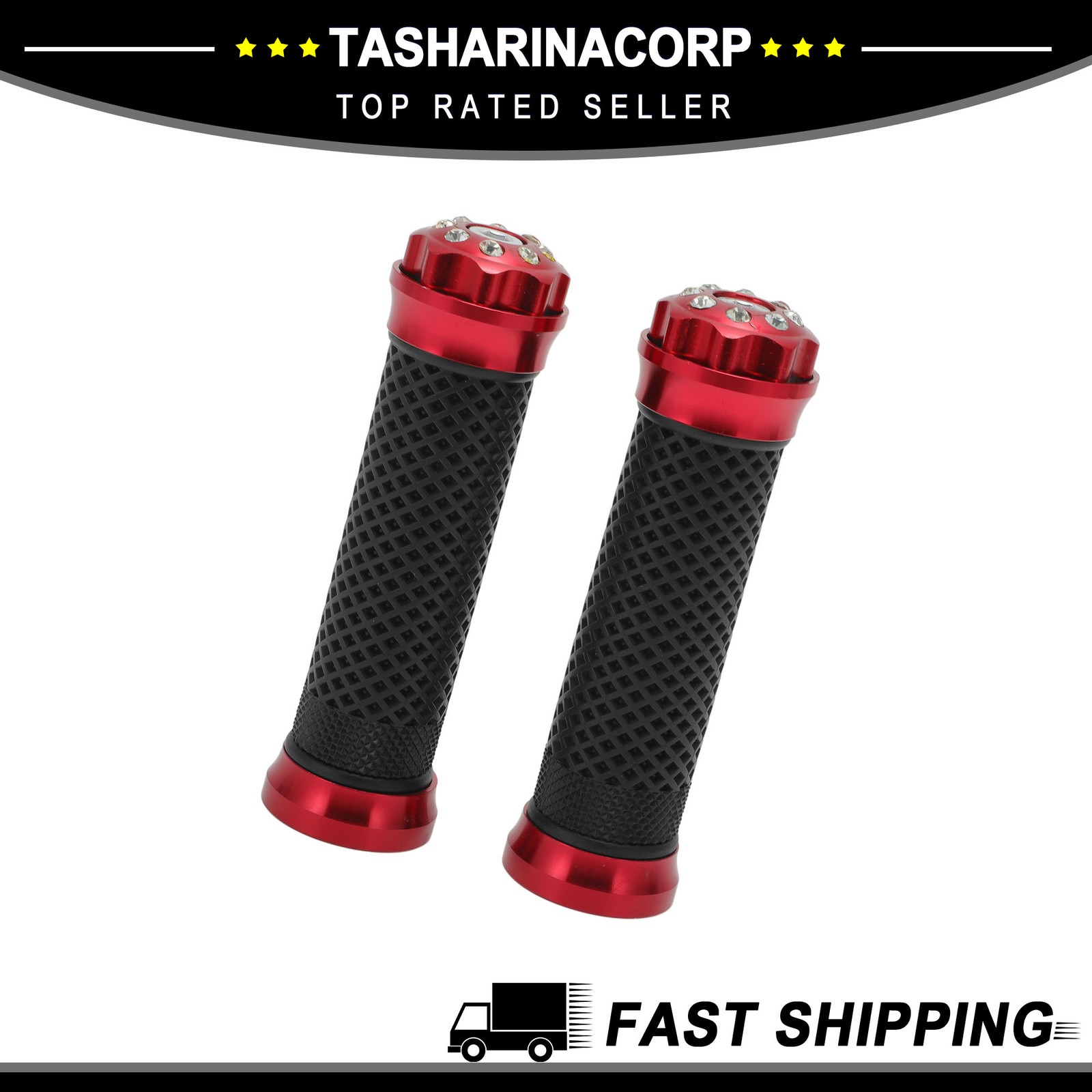 7/8″ 22mm Motorcycle Hand Grips Cover Handlebar Cover Aluminum Alloy Rubber