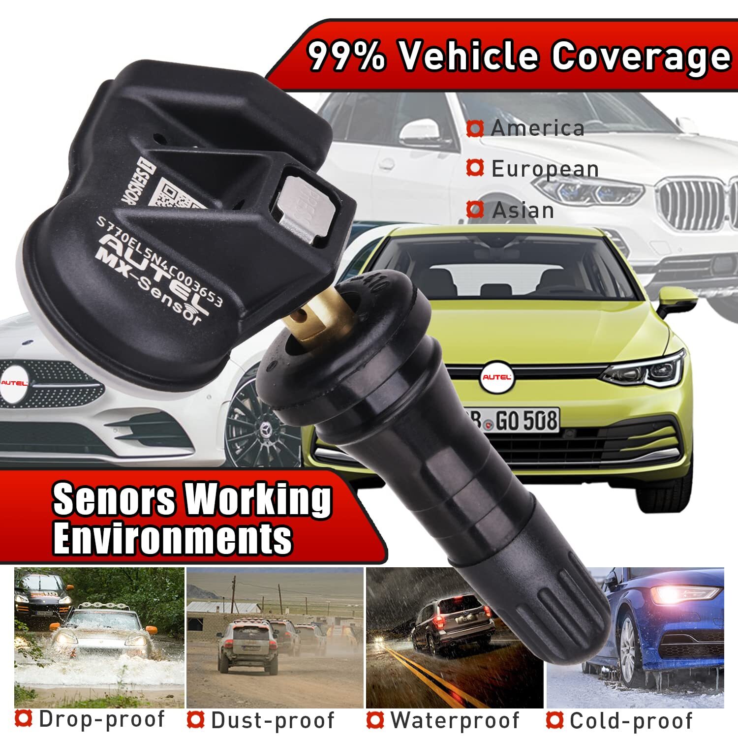 20pcs Autel MX-Sensor 2in1 Programmable TPMS Sensor Universal Tire Pressure Tool