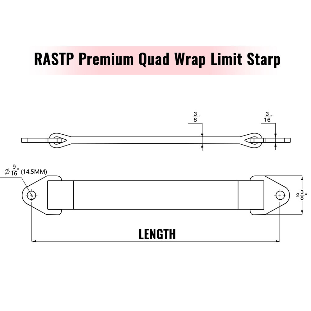 Black 10000lb Limit Straps Shock Suspension 10″ 12″ 14″ 16″ 18″ 20″ 22″ 24″ 26″