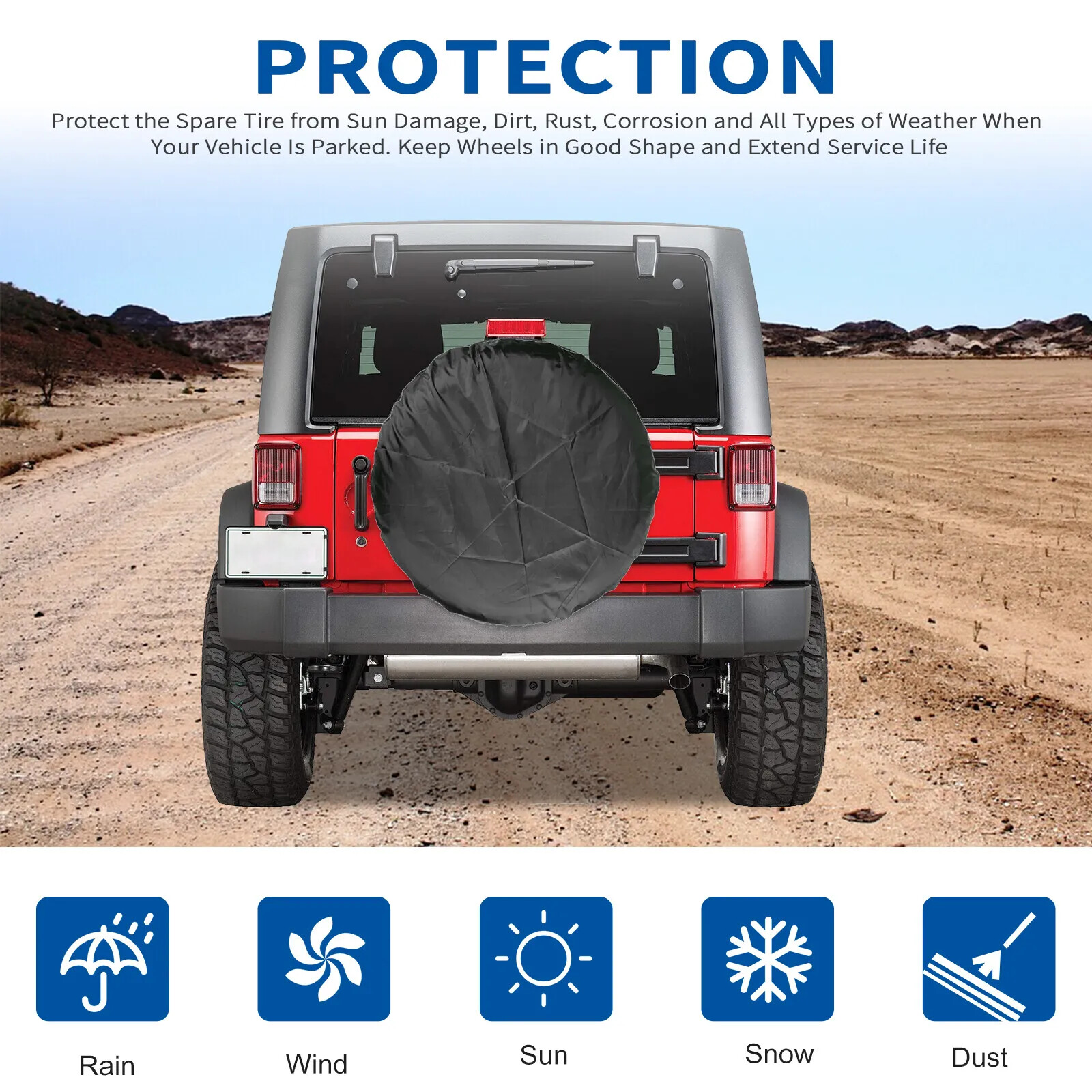 Universal 15inch Spare Tire Cover PVC Leather Fit for Trailer RV Car Truck Wheel