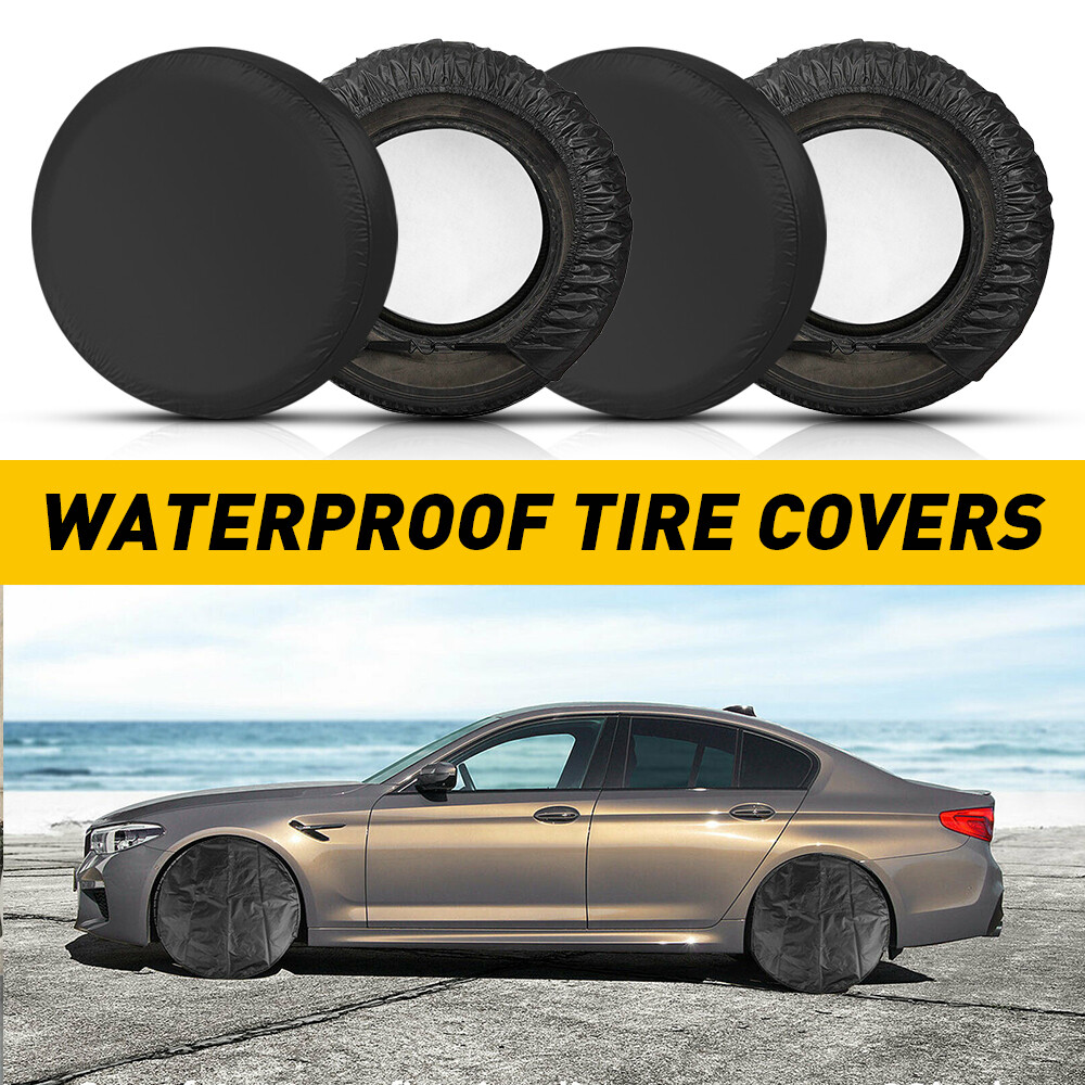 Waterproof Tire Covers Set 4 Wheel&Tyre RV Trailer Camper Sun Protector 27″-29″