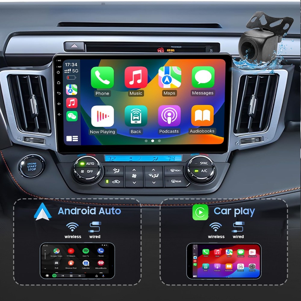 8Core 4+64G Apple Carplay Android auto Stereo For Toyota RAV4 2013-2018 +Camera