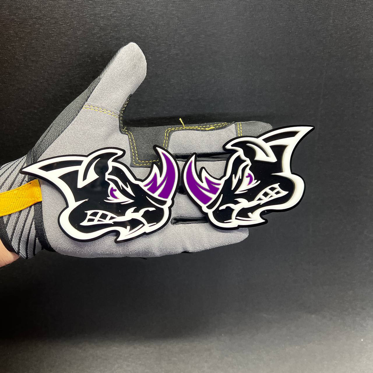 2PC Albino Angry Rhino PURPLE Eye Car Badge Fender Emblem Truck 4×4 SUV