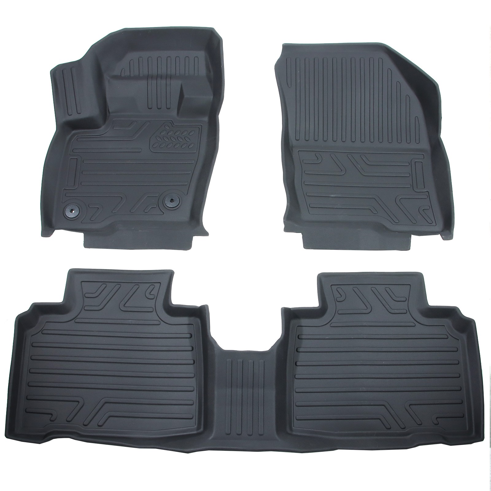 3Pcs/Set Car Floor Mats For Ford Edge 2015-2024 3D Molded All Weather Liners