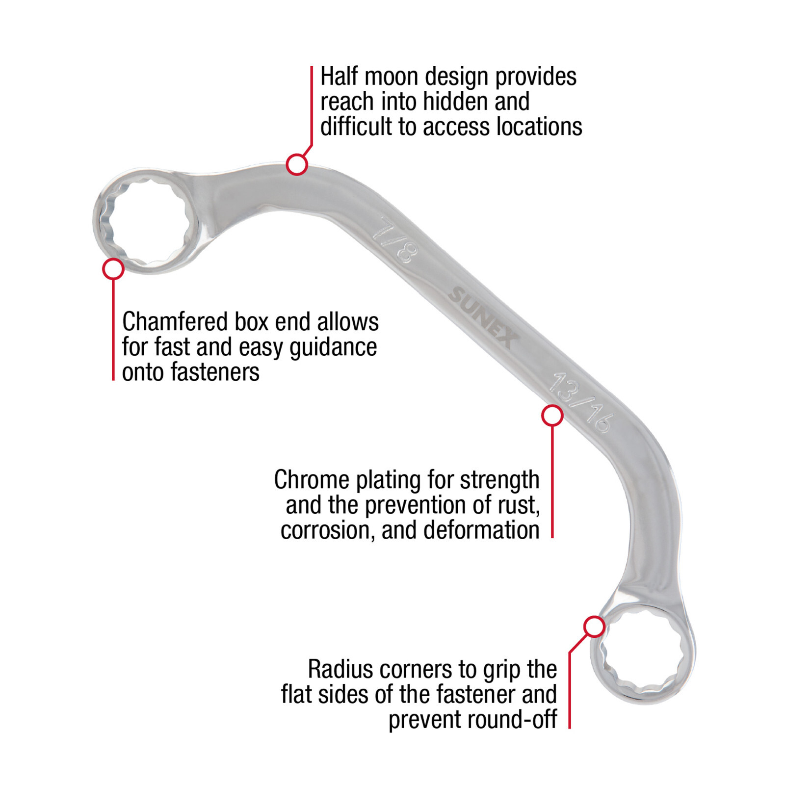 SUNEX TOOLS HALF MOON WRENCH SET – standard – sae – diesel & automotive tools