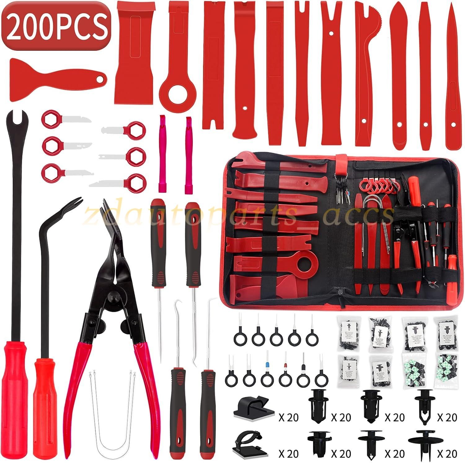 200Pcs Car Trim Removal Tool Set Radio Hand Pry Panel Door Interior Clip Plastic
