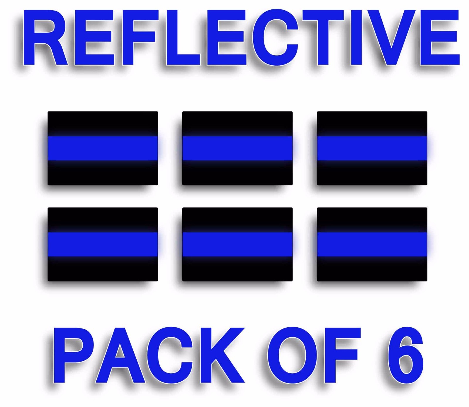 PACK OF 6 REFLECTIVE THIN BLUE LINE License Plate Decals Stickers Police Trooper