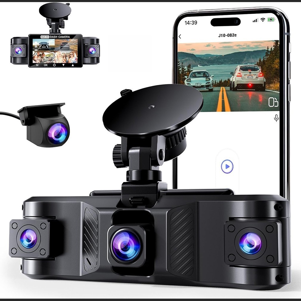 4 Channels 2.5K Dash Cam 360° Panoramic View Car DVR Built In WiFi Night Vision