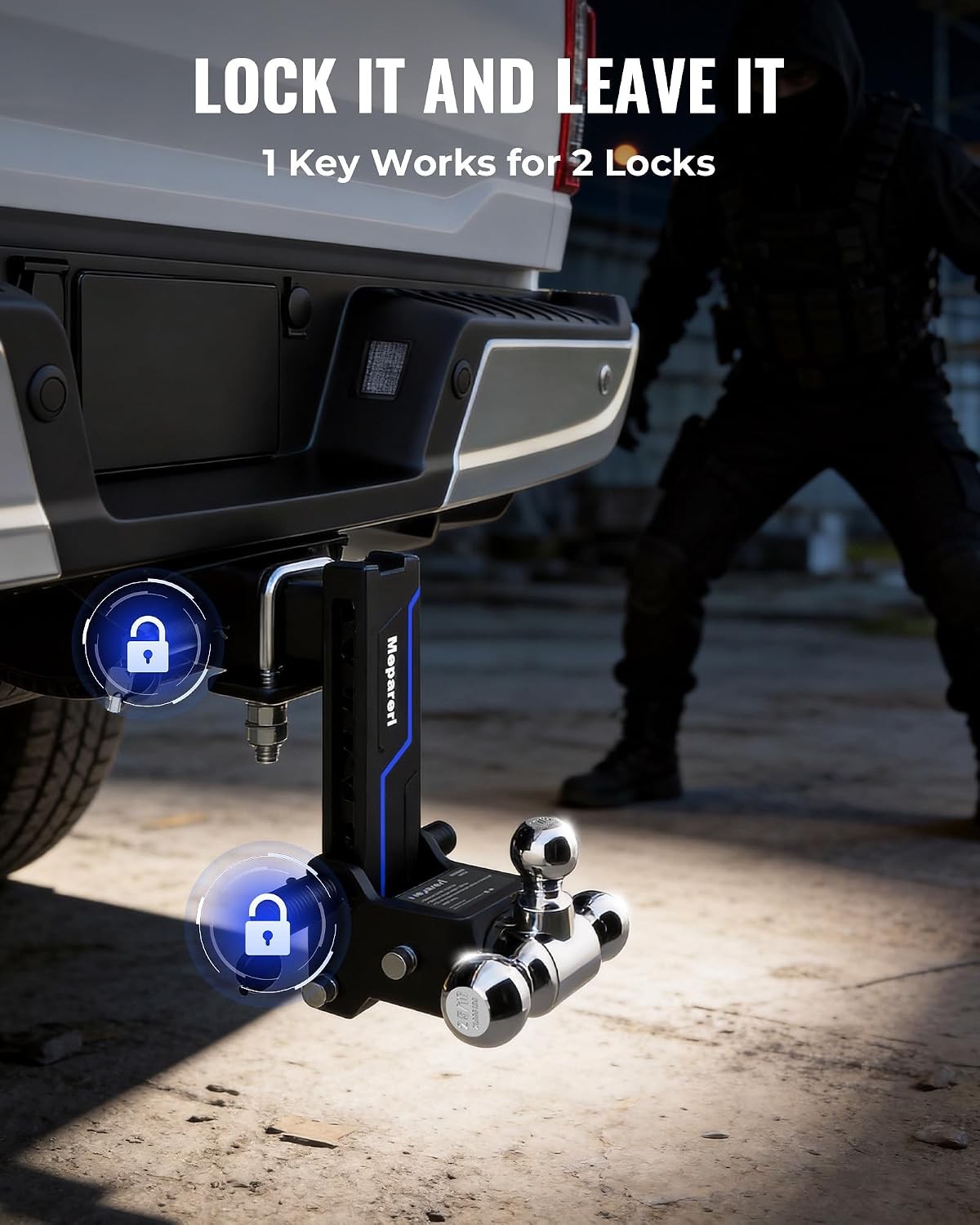 2.5″ Receiver 8.5″ Drop Trailer Hitch Tow Hitch Tri Ball 18000lb Stowable Design