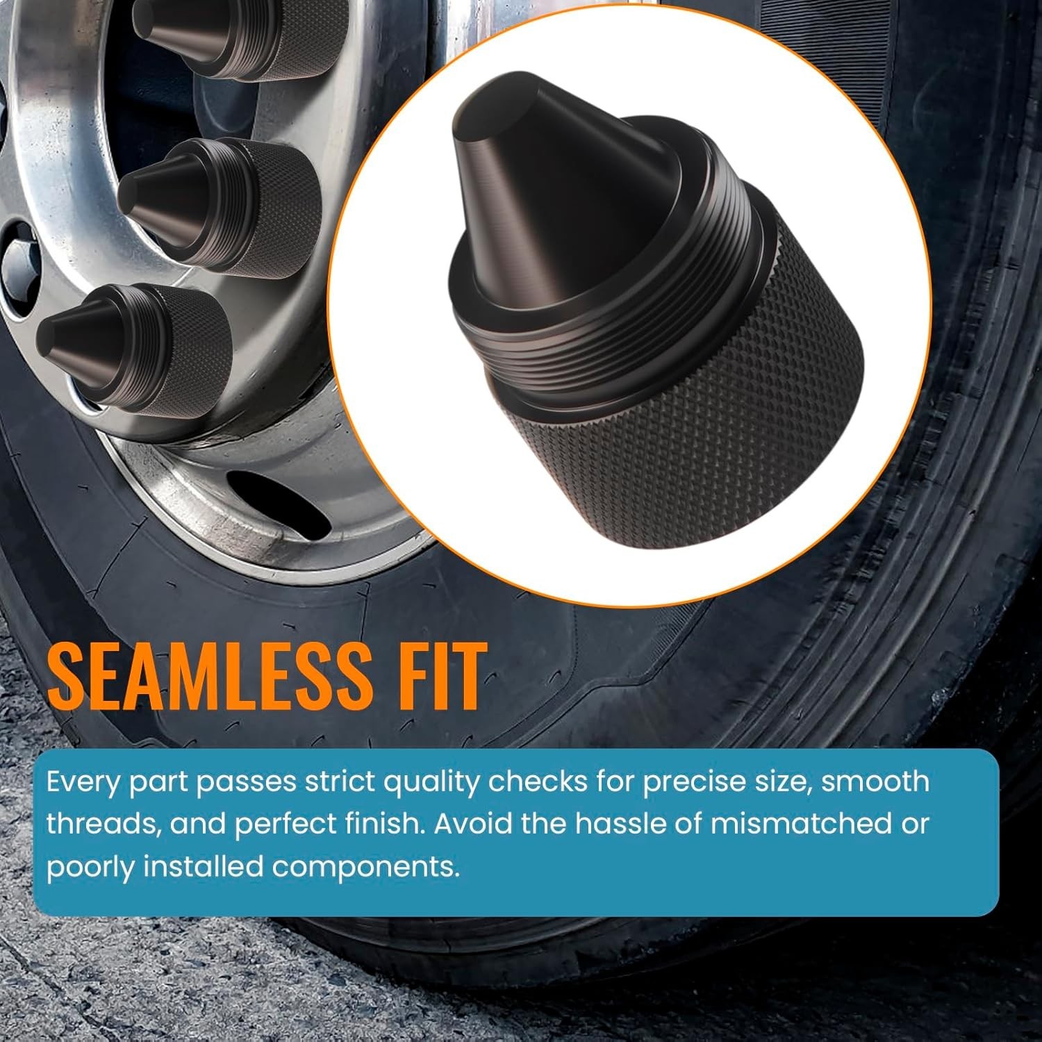 12Pcs 1.375X24 Aluminum Alloy Black Cone Shaped Parts for Car Truck