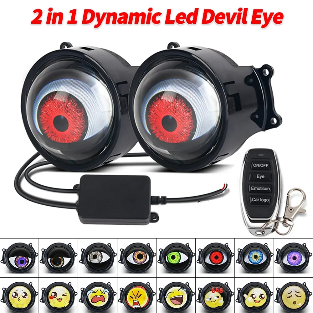 3″ LED Dynamic Devil Eyes Light 33 Modes 12V Remote Control Headlight Retrofit