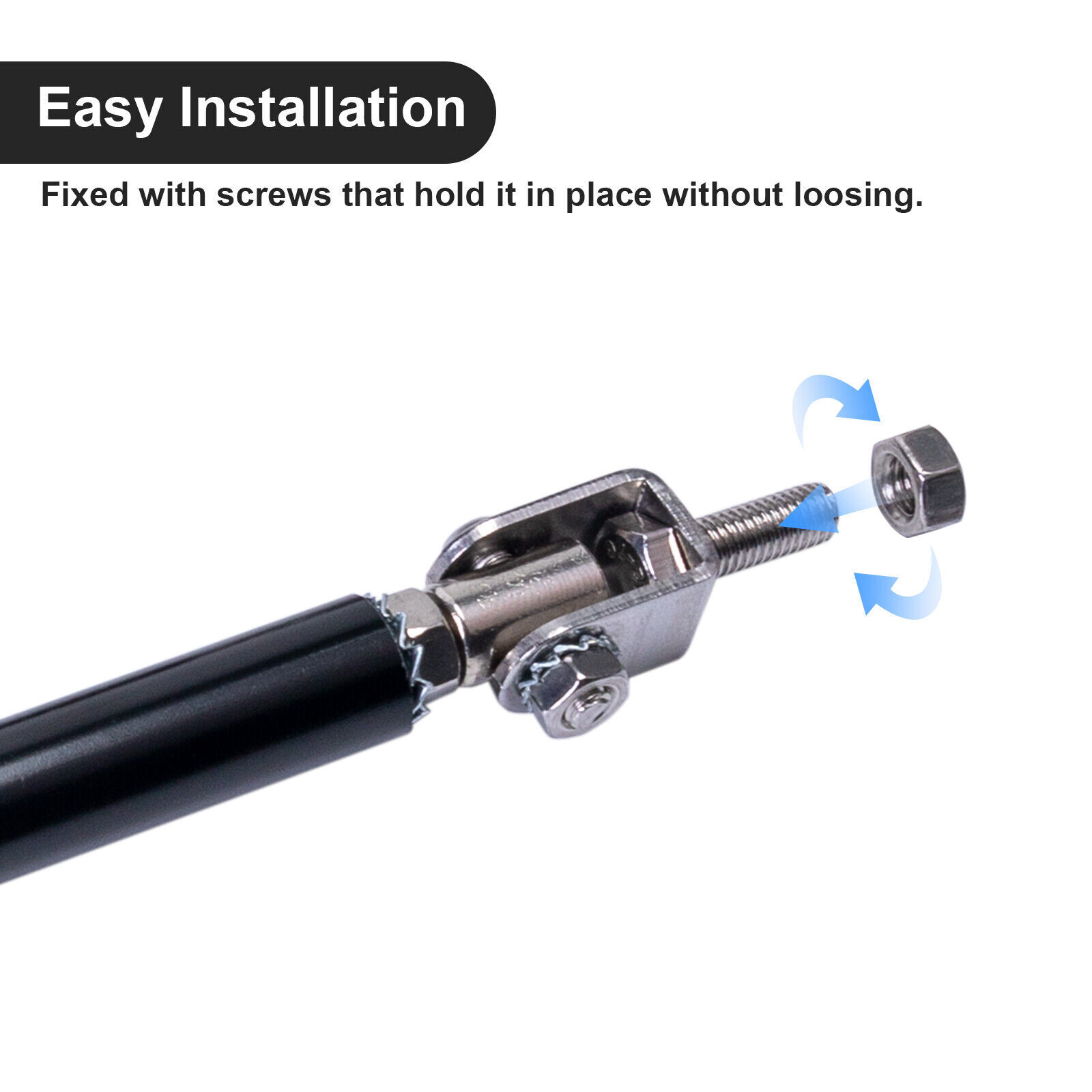 Gloss Black Front Bumper Lip Splitter Spoiler Strut Rods For Mercedes