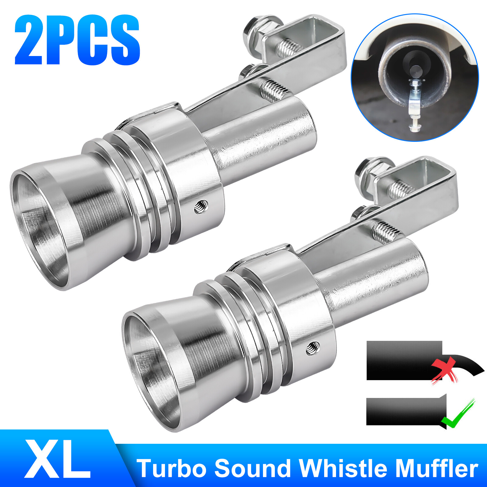 2X Universal Car Exhaust Muffler Pipe Turbo Sound Whistle Roar Maker