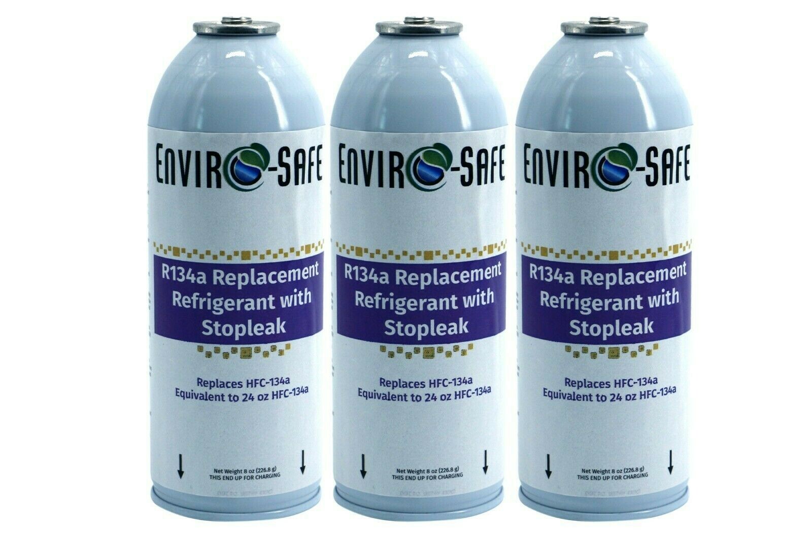 Envirosafe Auto AC R134a Replacement Refrigerant w Stop Leak 3 cans