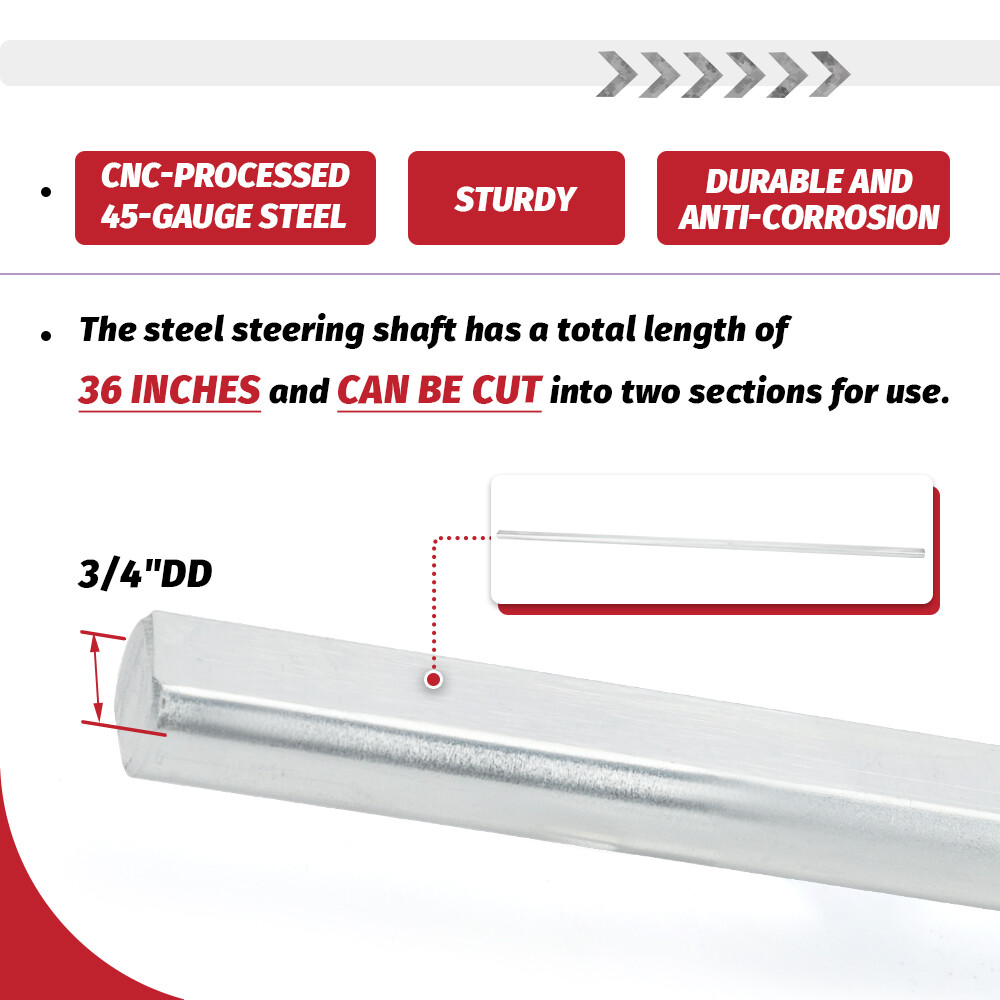 Forr GM Box 3 BK U Joint 36″ Solid Steel Steering Shaft 1″DD + 3/4″-30 X 3/4″DD