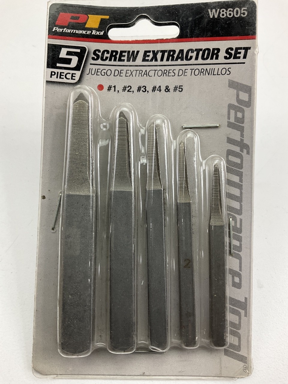 Performance 5-piece 3/16″ To 5/8″ Square Shank Square Flute Screw Extractor Set