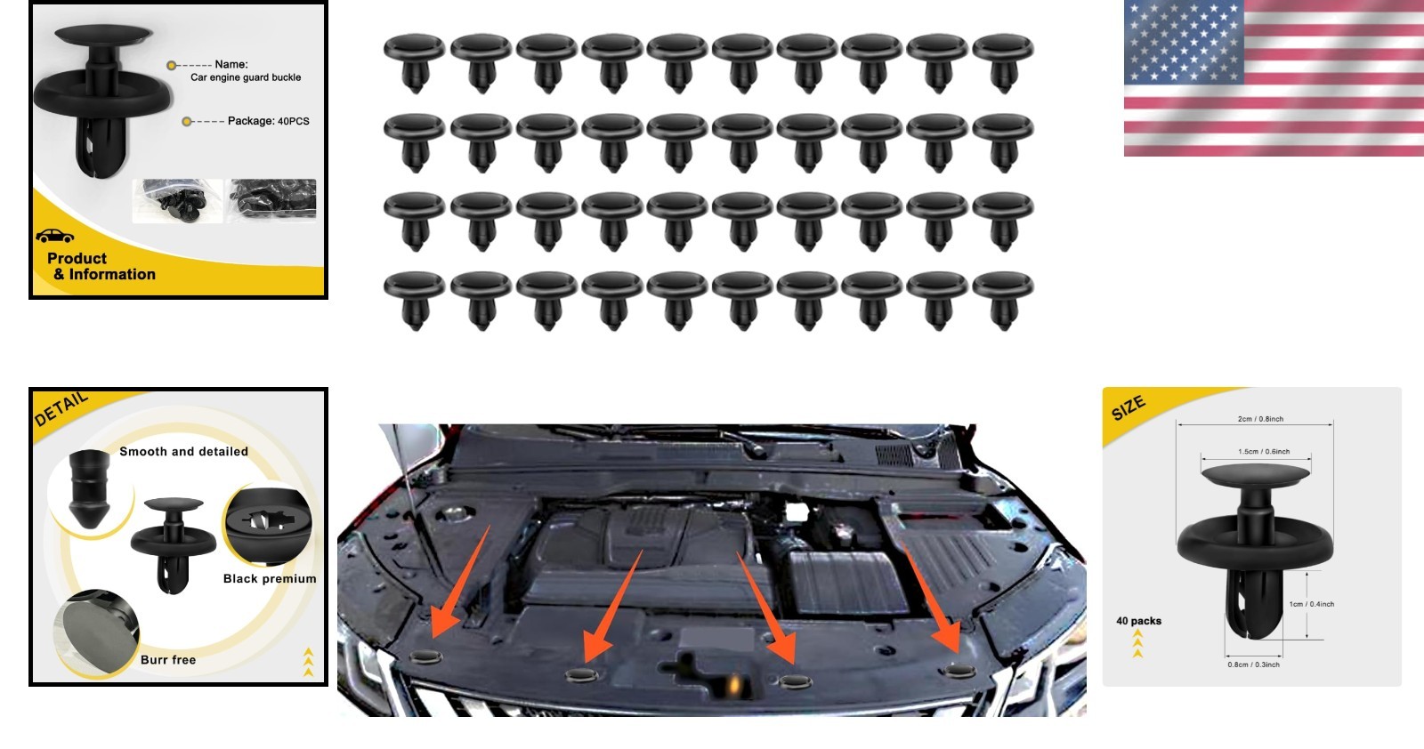 40 Piece Plastic Fastener Set – Quality Car Retainer Clips for Easy Installation