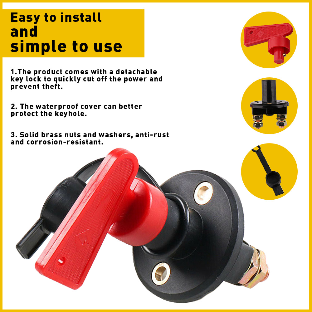 200A Battery Isolator Switch Disconnect Cut Off Kill for Car Truck Boat RV ATV