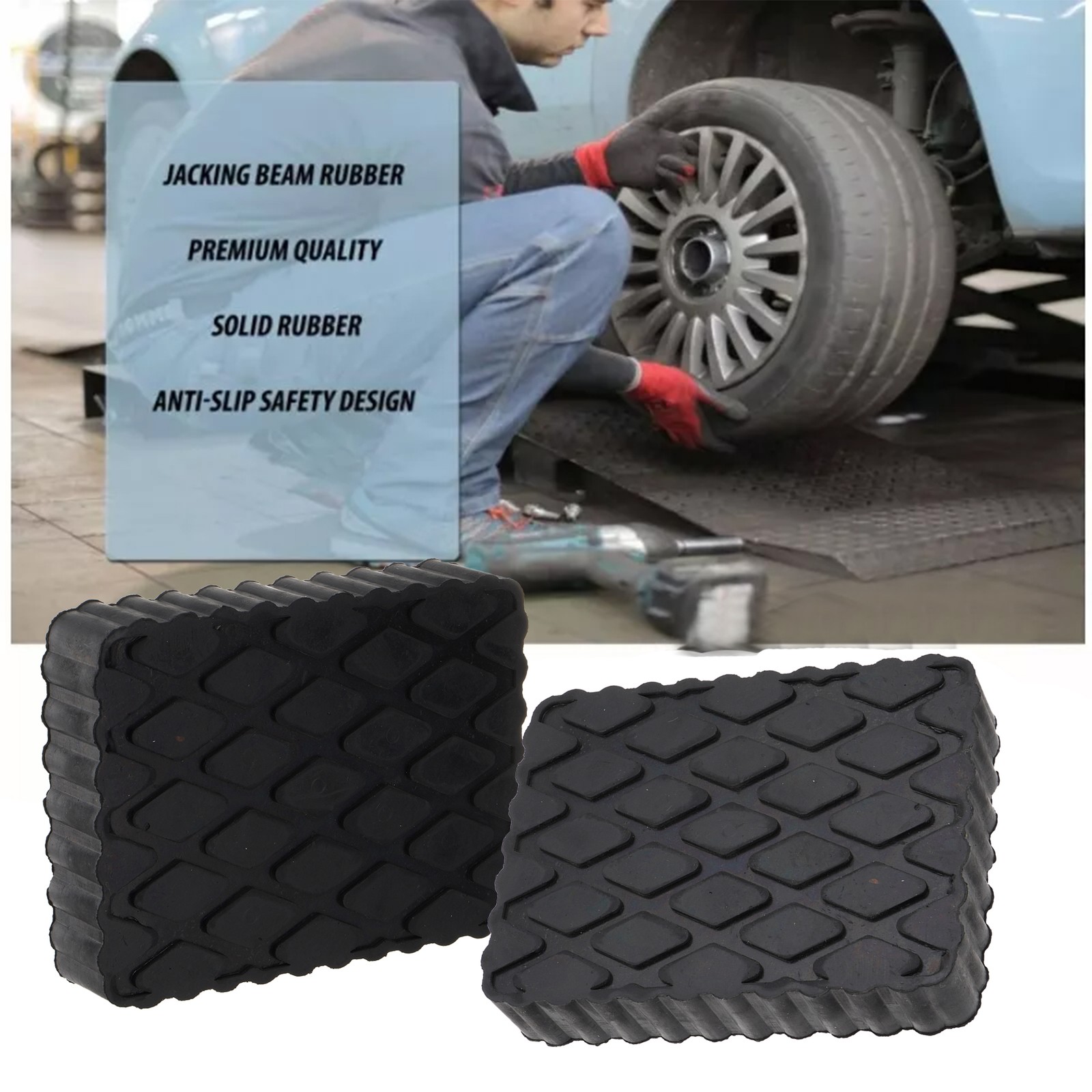 1.2″ Universal Solid Rubber Auto Lift Block Spacer Pad 3000 lbs Capacity | 4PCS