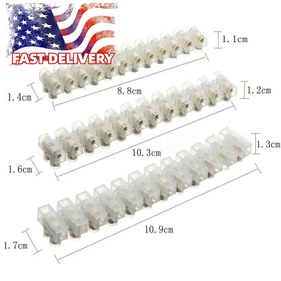 12 Way Barrier Screw Terminal Block Wire Connection Connector Strip 3A 6A 10A 3x