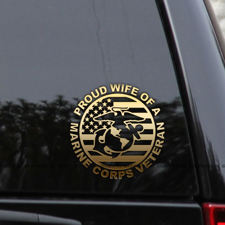PROUD WIFE of a Marine Corps Veteran Vinyl Decal Sticker
