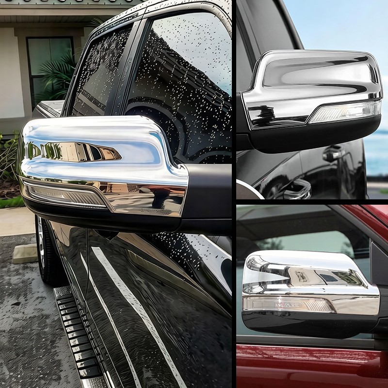 For Dodge Ram 1500 2019 2020 2021 2022-2026 Chrome Side Mirror Cover Cap Housing