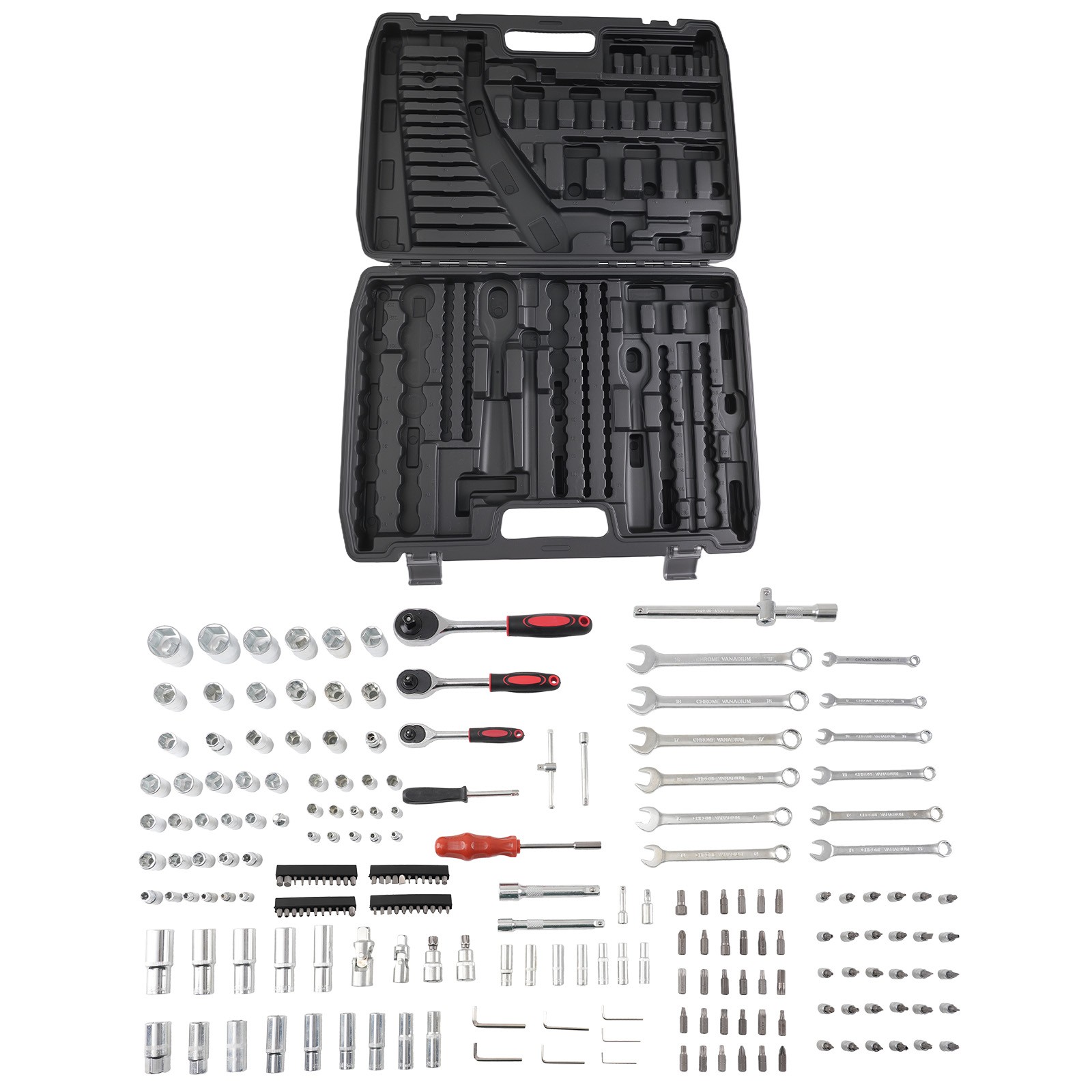 216PCS Ratchet Socket Set 1/4 3/8 1/2 DR Wrench Tools Kit w/Case