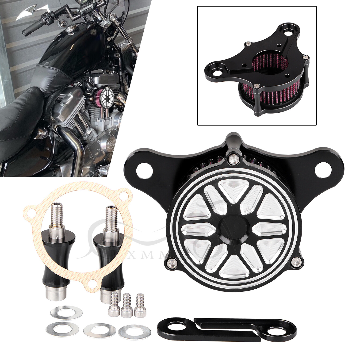 Chrome CNC Cut Air Cleaner Intake Filter For Harley Touring 08-16 Electra Glide