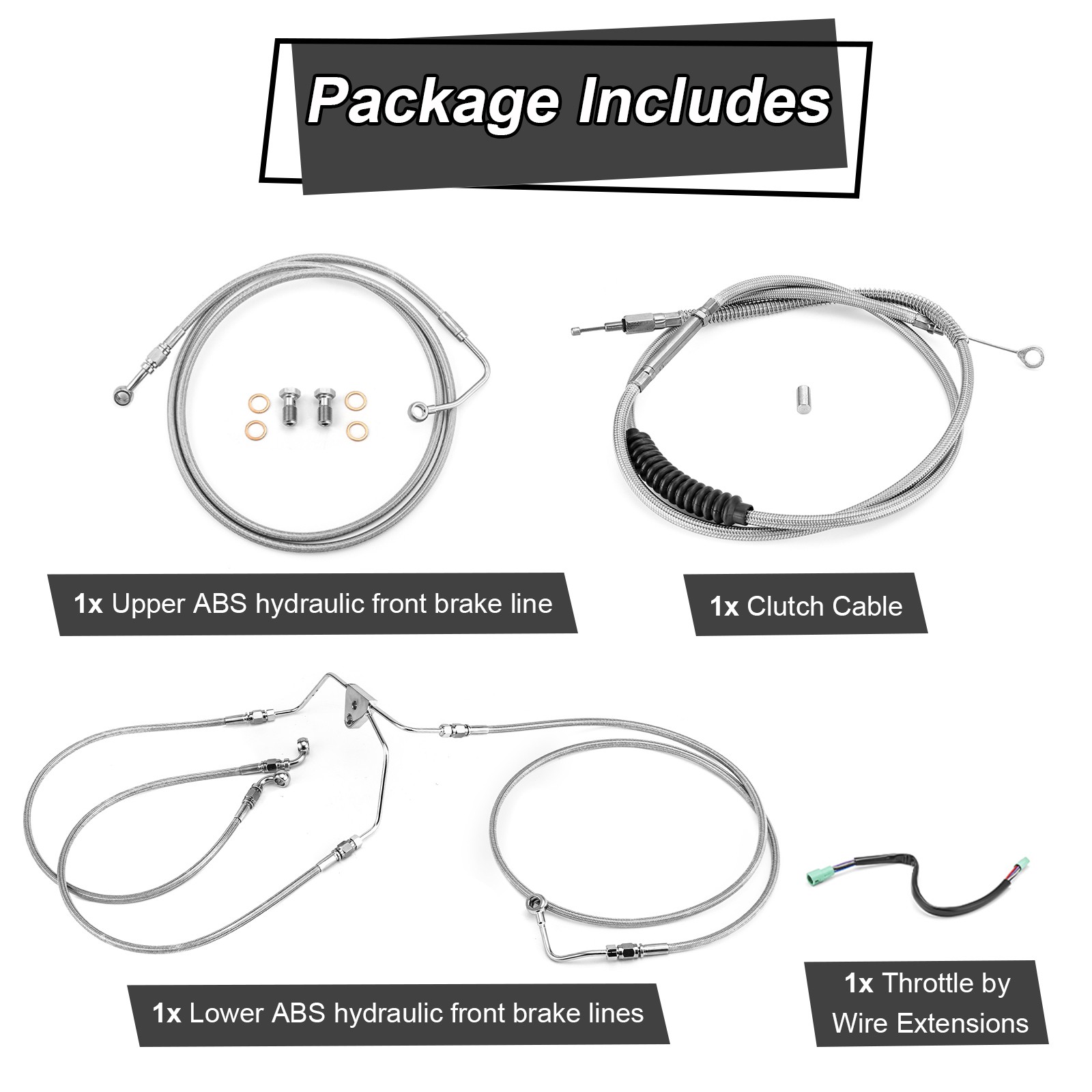 Black Handlebar Cable Kit For 2009-2013 Harley Touring 12″-14″ Handlebar ABS