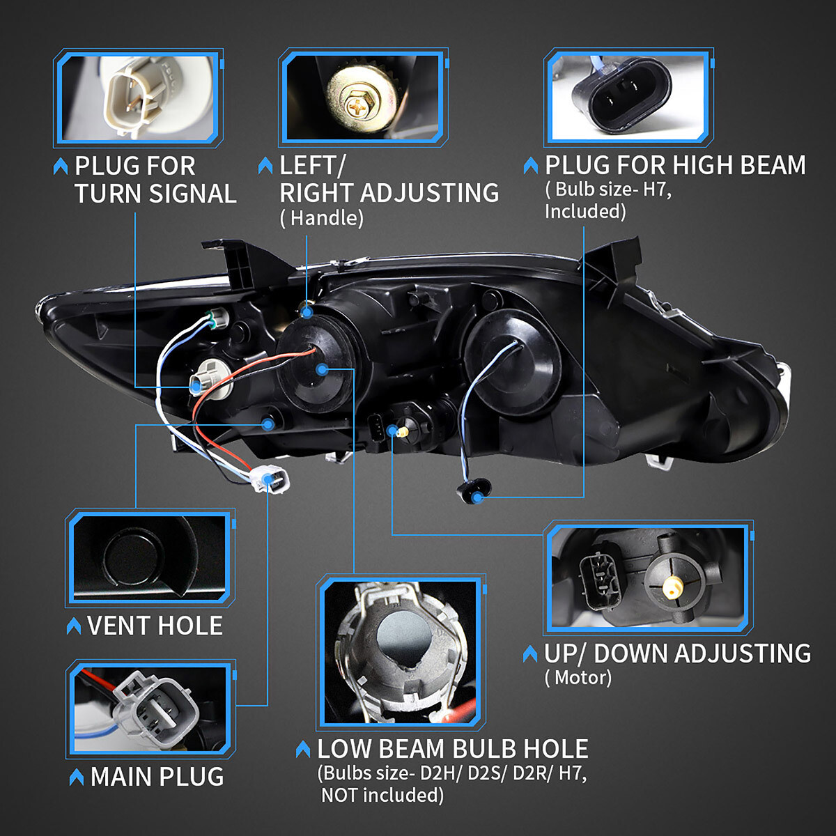 VLAND LED DRL Projector Headlights For Toyota Camry 2010 2011 w/Sequential Lamps