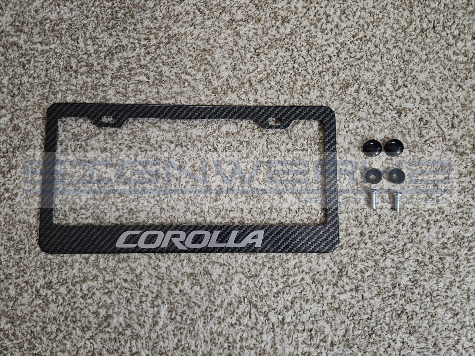 Corolla Carbon Fiber Printed Pattern Black Aluminum License Plate Frame