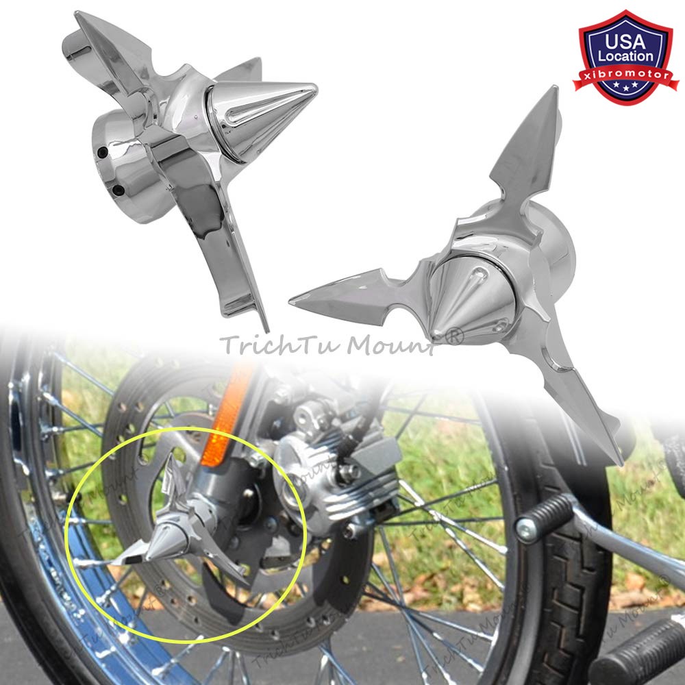29mm Chrome Spun Blade Spinning Front Axle Cap Nut Cover For Harley XL Softail