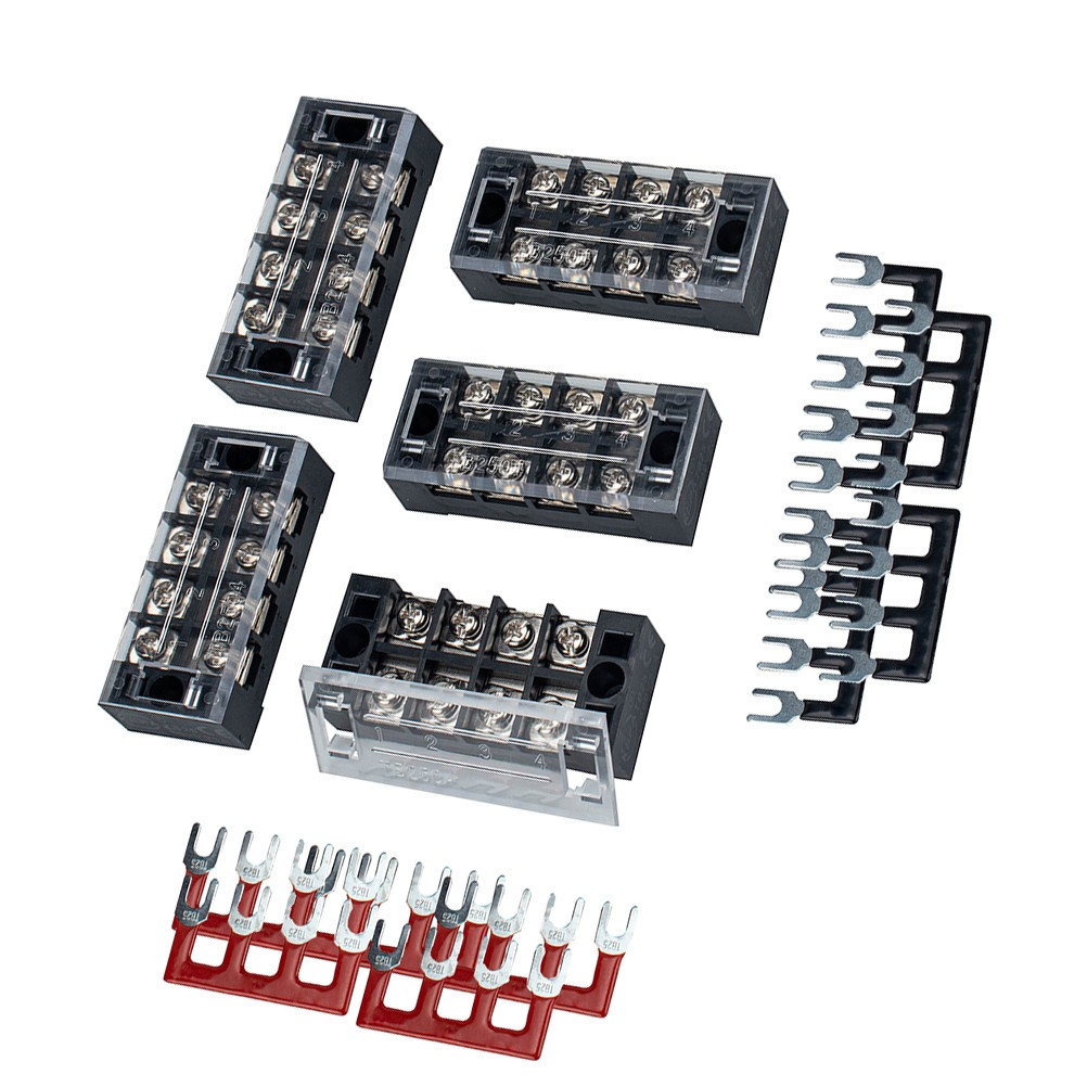 5 Sets Barrier Terminal Block Row Screw Terminals Strip 4 Positions