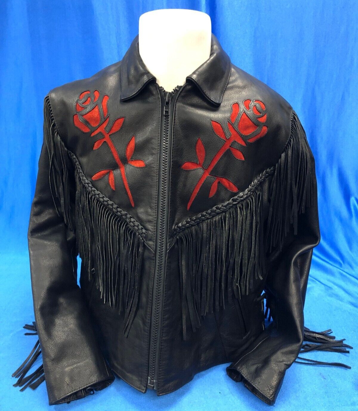 MOB Leather Women’s Jacket w/Suede Rose Inserts Design, Size 14