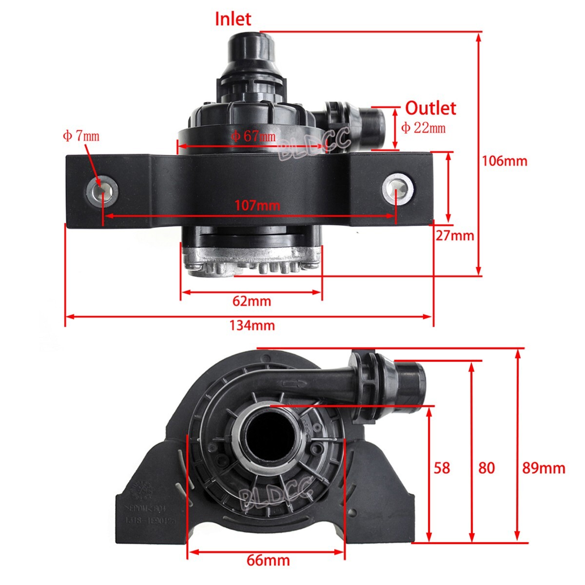 Electric Automotive Cooling Pump High-flow 60W Brushless Circulation Water Pump
