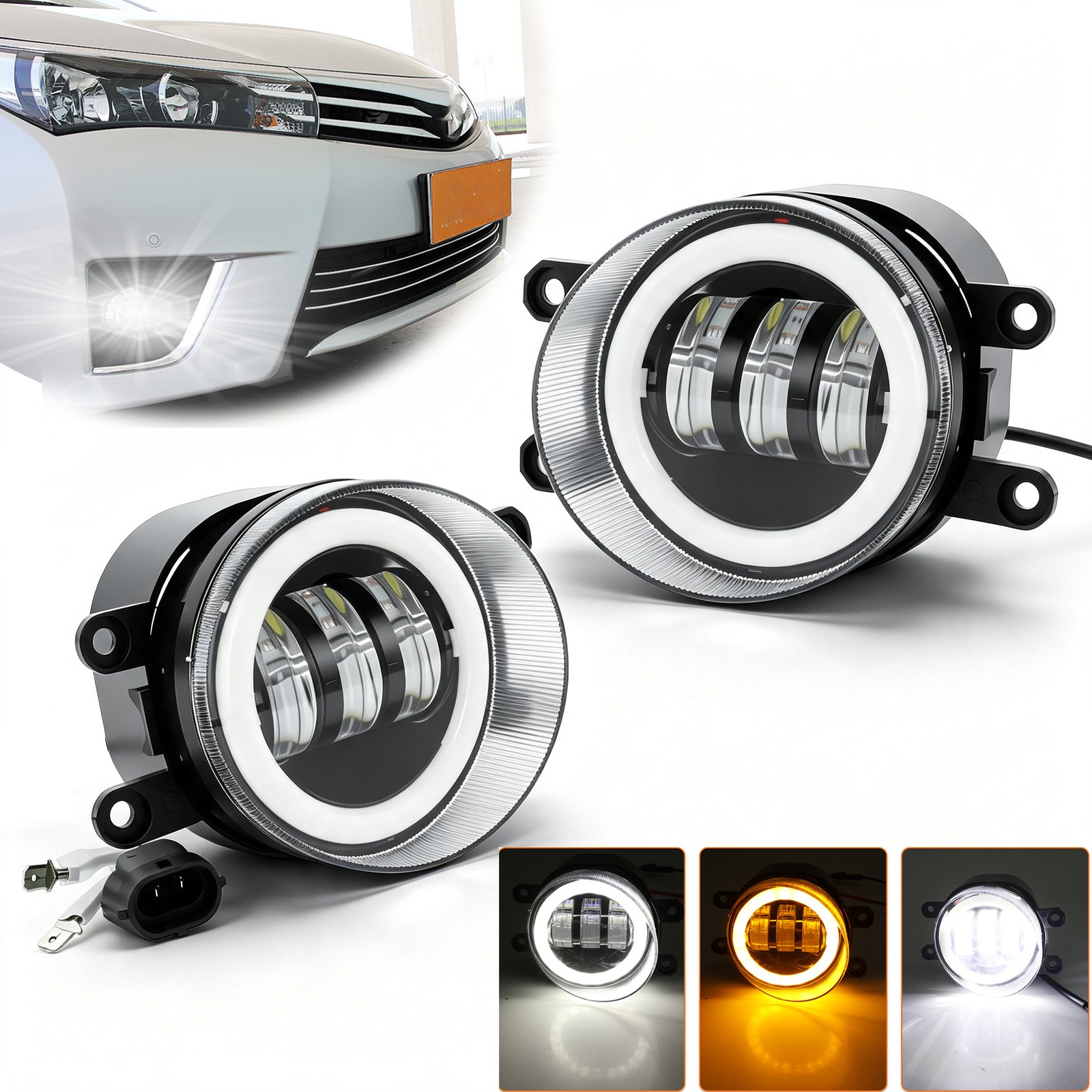 Pair LED Driving Fog Light Lamp Front Bumper Light Driver + Right Passenger Side
