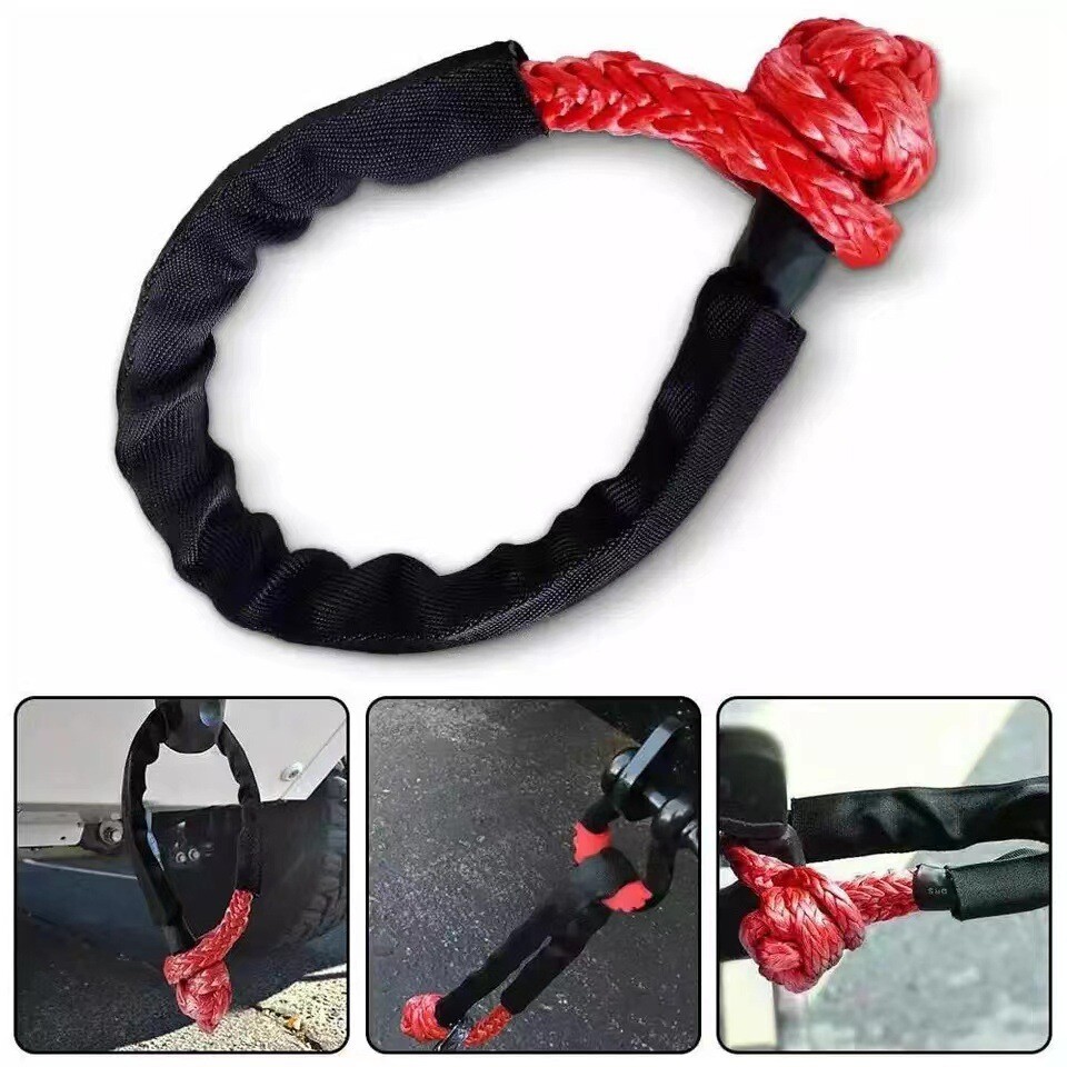 Heavy Duty Recovery Ring Snatch Block Pulley w/ Soft Shackle Tow Winch Rope