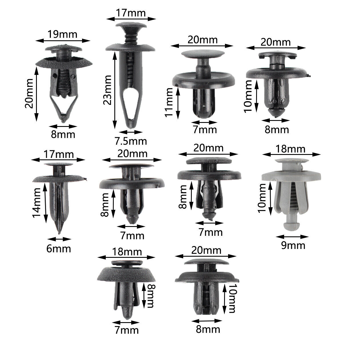 100X Clips Kit Trunk Screw Rivets Set Car Bumper Fender Auto Plastic Fastener #