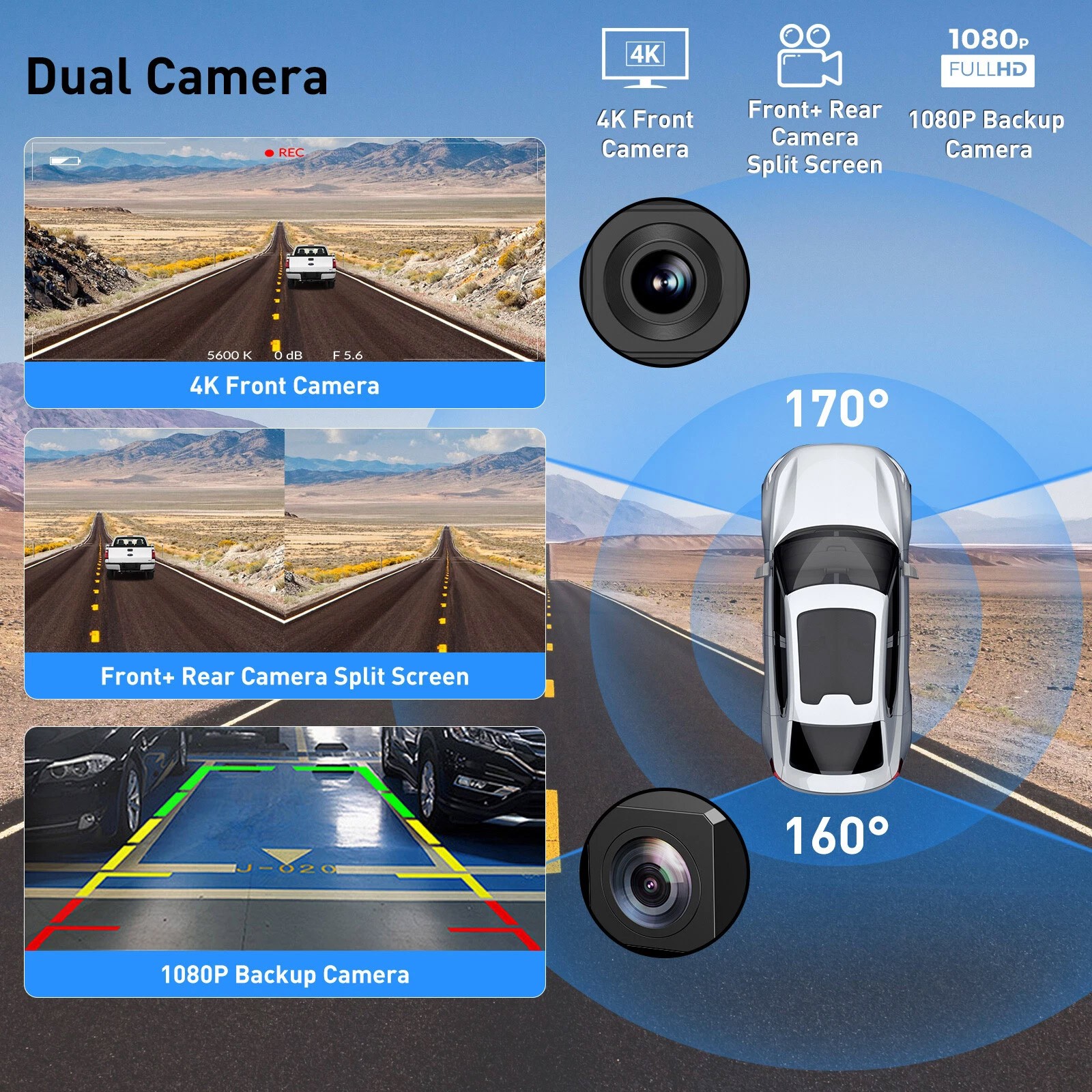 11.3 inch Car Multimedia Player Wireless Carplay Android Auto Dash Cam VideoQc