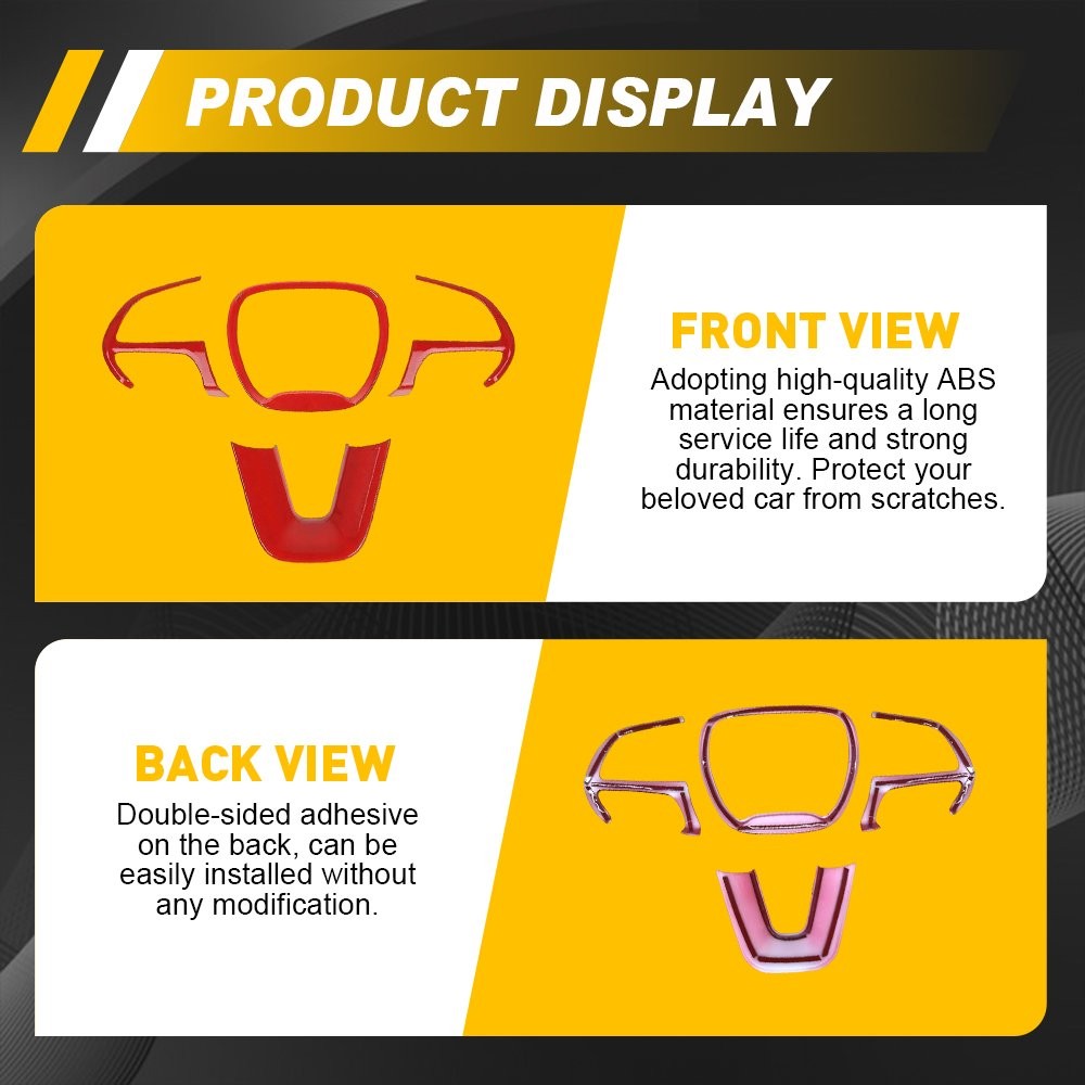 For Dodge Challenger 2015 2016 2017-2023 Interior Steering Wheel Cover Trims 4X