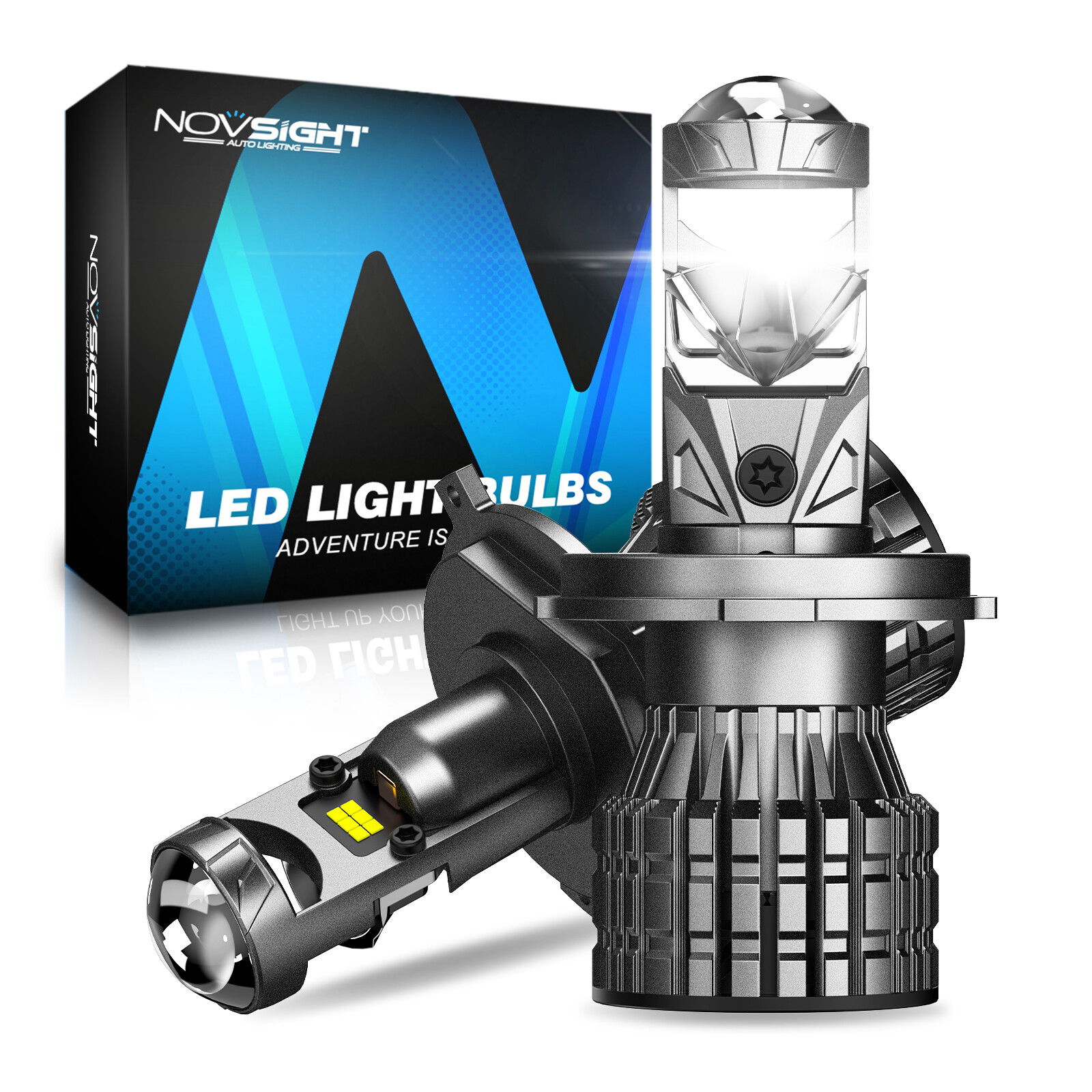 NOVSIGHT 2x 9003 H4 LED Headlight Bulb High Low Beam Bright Lamp 22000LM 6500K