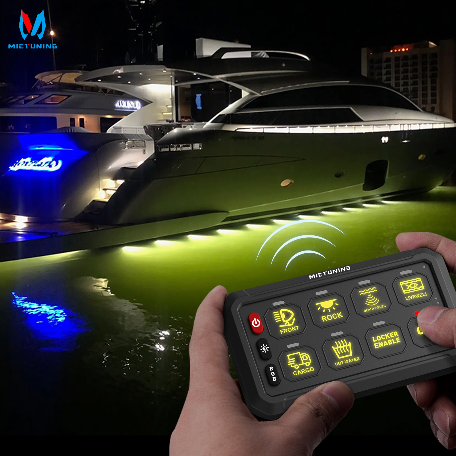 Wireless 8 Gang Switch Panel On/Off LED Circuit Control Relay System Box Marine