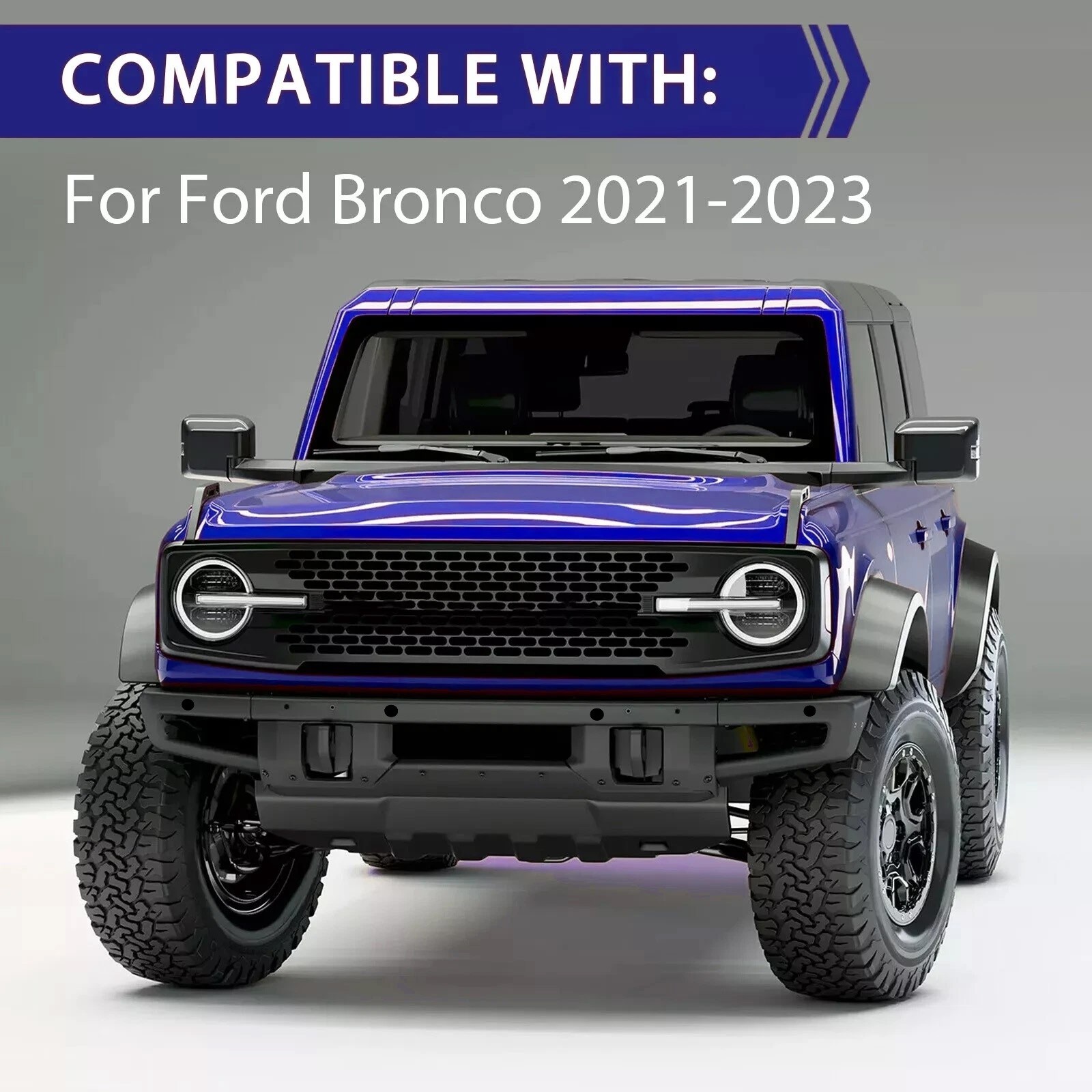Front Bumper W/D-ring Mounts Fit For Ford Bronco 2021-2023 Off-Road Full Width