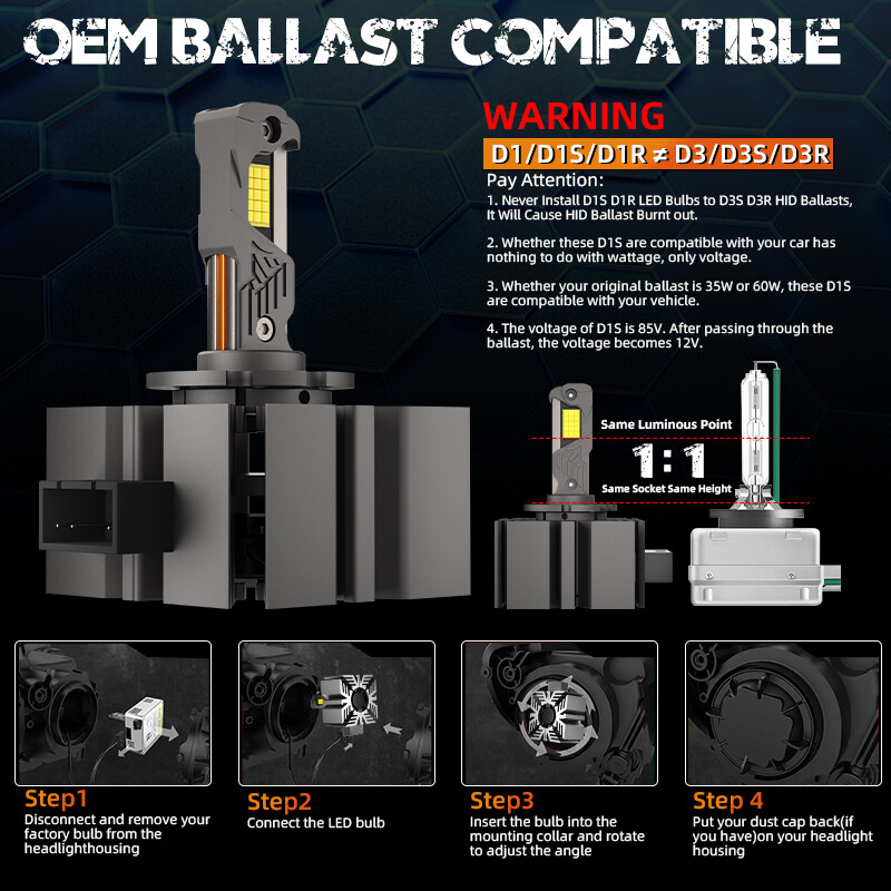 D1S D1R LED Headlight Bulb High Low Beam HID Xenon Conversion Kit 300W 60000LM