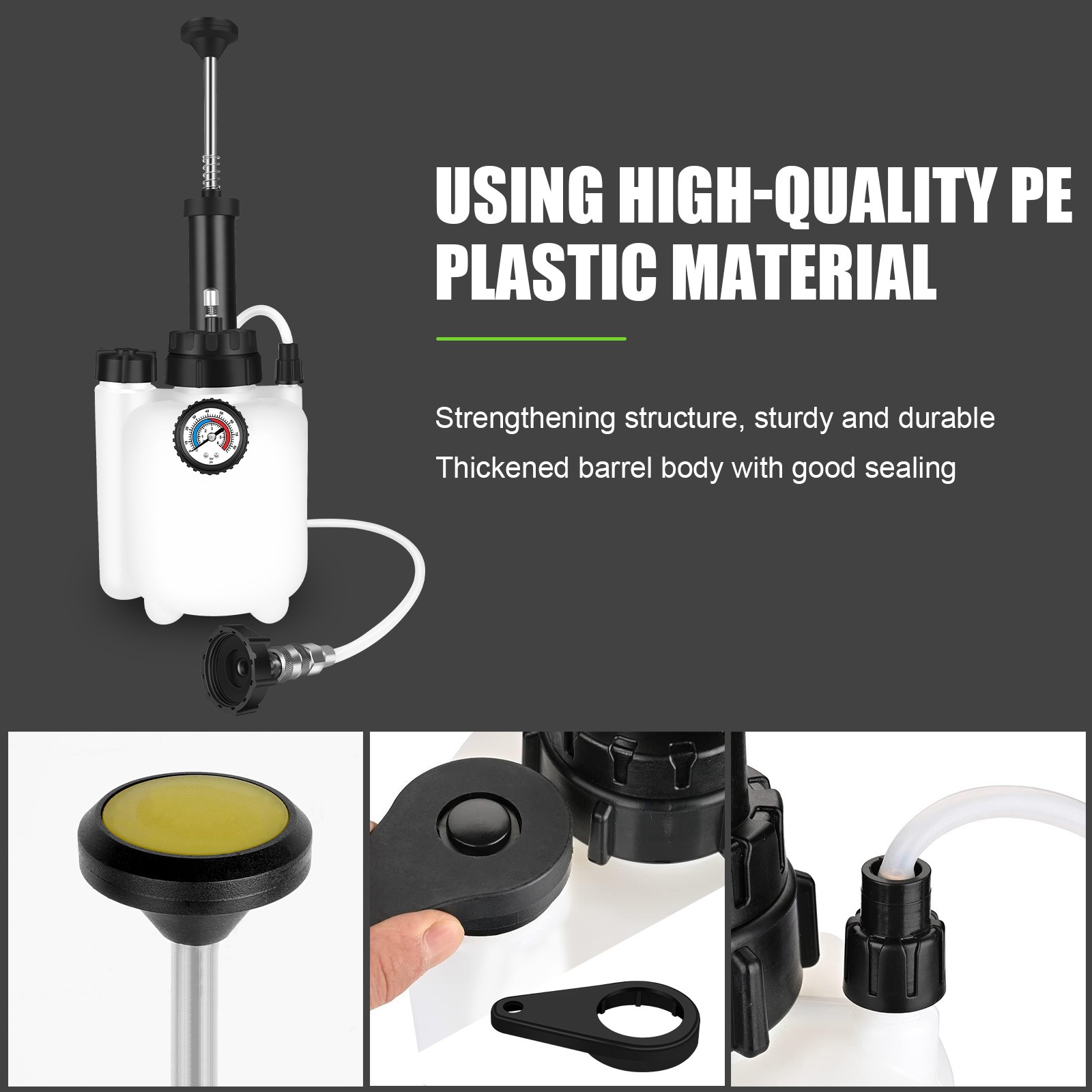 3L Brake Bleeder Kit Manual Fluid Pump W/4 Master Cylinder Adapters 1L Bottle US